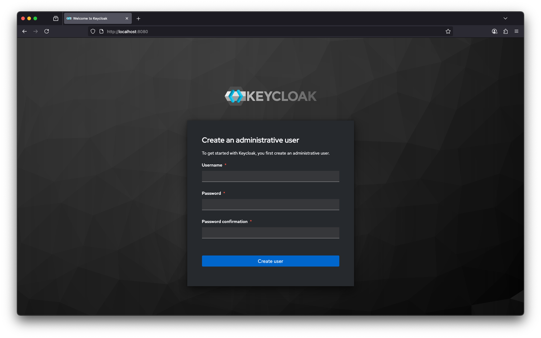 Keycloak with factory settings
