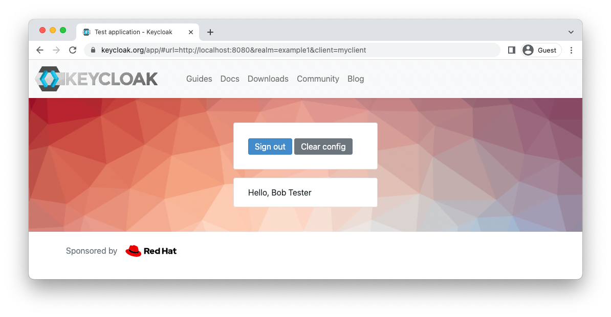 Keycloak Testing Application Signed In