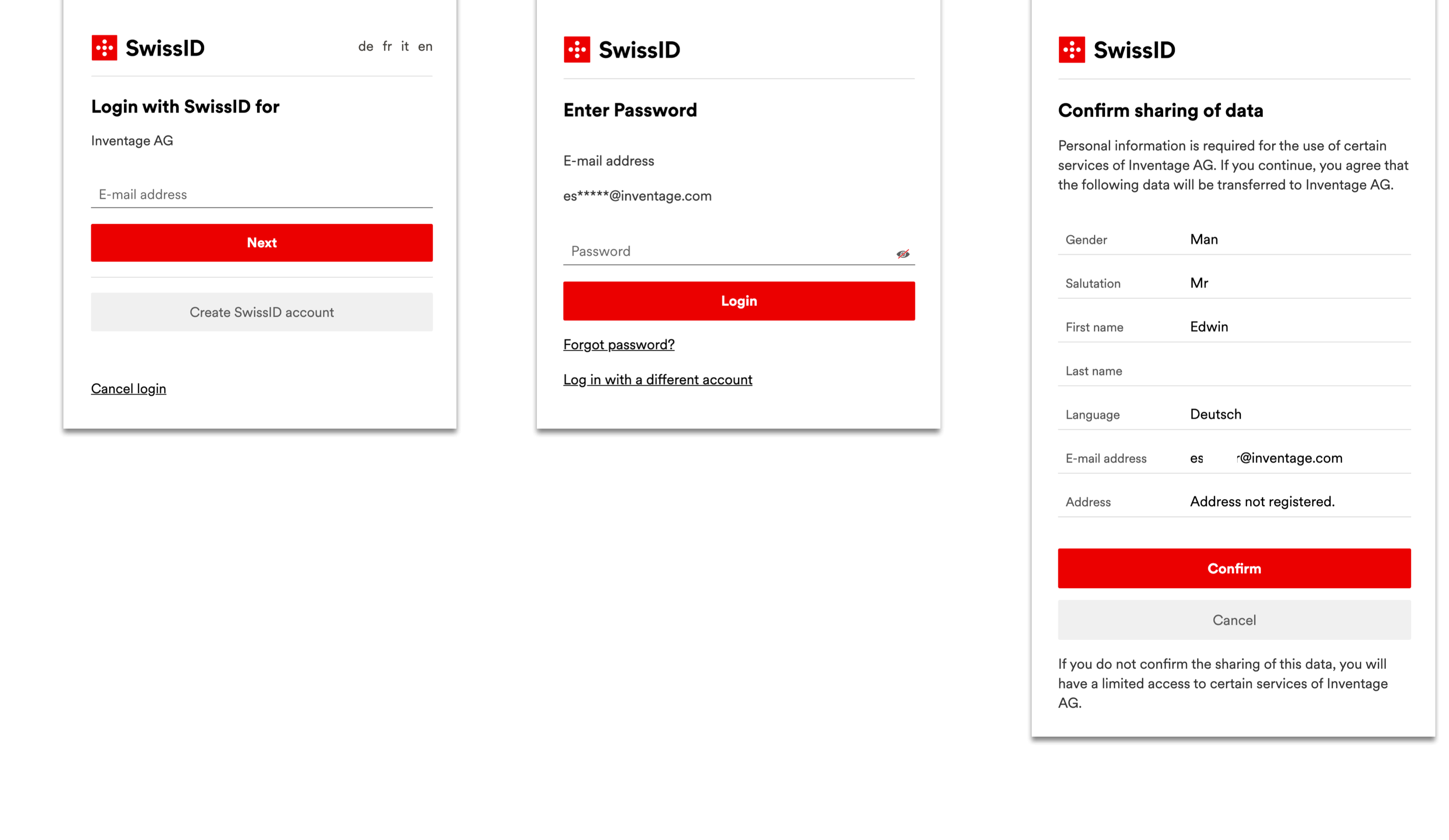 SwissID Login Flow
